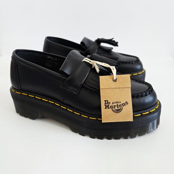 Dr. Martens Black Adrian Leather Platform Tassel Loafers Woman's 8 / Men's 7 - Picture 6 of 8